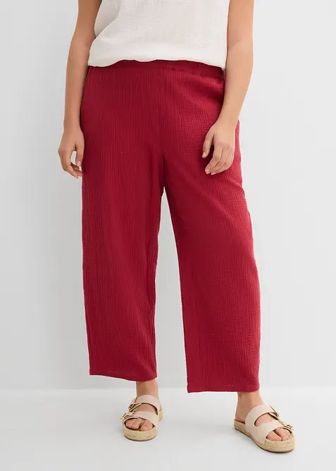 Pantalon barrel en gaze 100% coton, bonprix