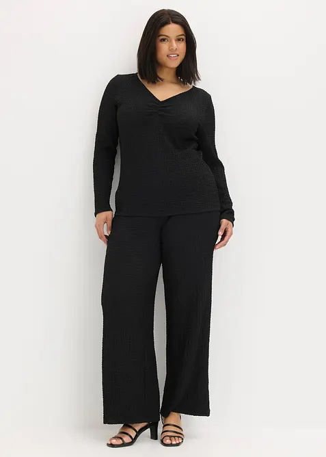 Shirt und Hose (2-tlg.Set) aus strukturiertem Cr&ecirc;pe, bonprix