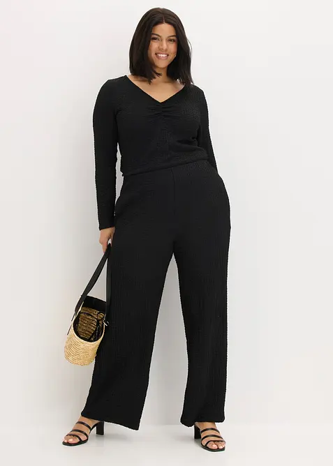 Shirt und Hose (2-tlg.Set) aus strukturiertem Cr&ecirc;pe, bonprix