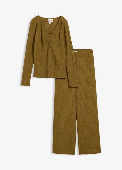 T-shirt et pantalon (ens. 2&nbsp;pces) en cr&ecirc;pe doux, bonprix