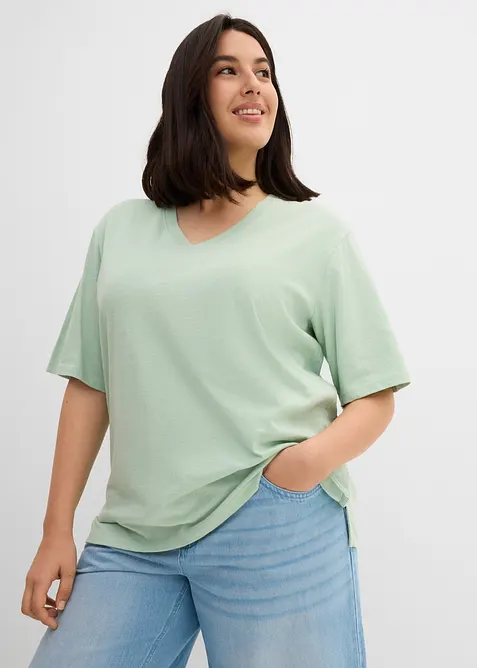 Lot de 2 T-shirts amples en fil flamm&eacute; 100% coton, bonprix