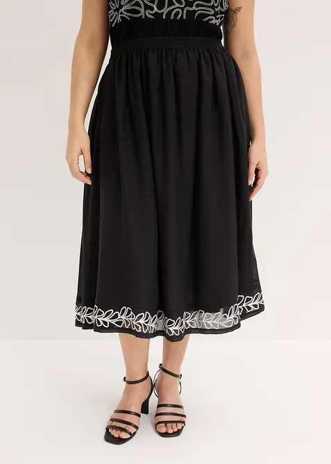 Jupe midi brod&eacute;e, bonprix