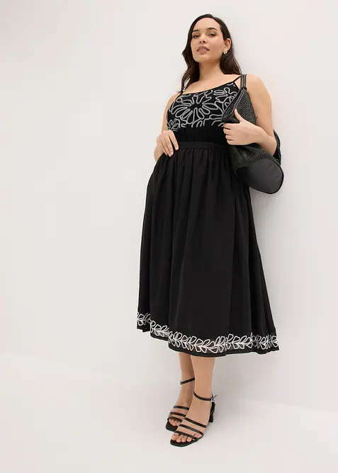 Jupe midi brod&eacute;e, bonprix