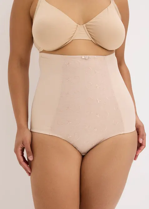 Slip sculptant maintien fort, taille haute, avec broderies, bonprix