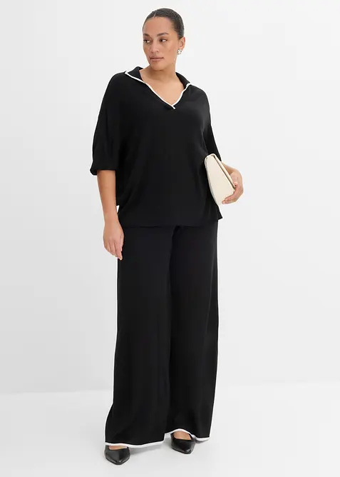 T-shirt polo en maille fine, bonprix