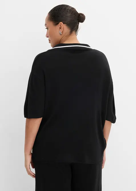 T-shirt polo en maille fine, bonprix