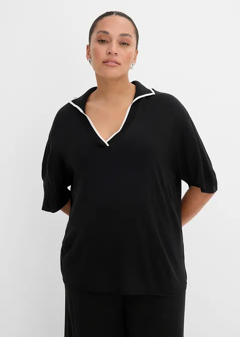 T-shirt polo en maille fine, bonprix