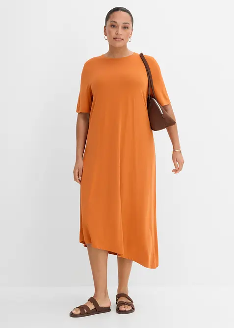 Robe &agrave; base asym&eacute;trique en jersey avec modal, bonprix