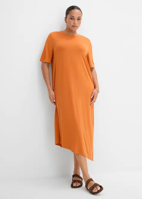 Robe &agrave; base asym&eacute;trique en jersey avec modal, bonprix