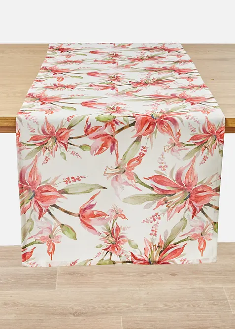 Chemin de table &agrave; imprim&eacute; floral, d&eacute;perlant, bonprix