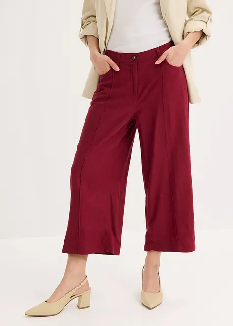 Culotte Hose aus luftigem Leinen-Mix mit Biesen, bonprix