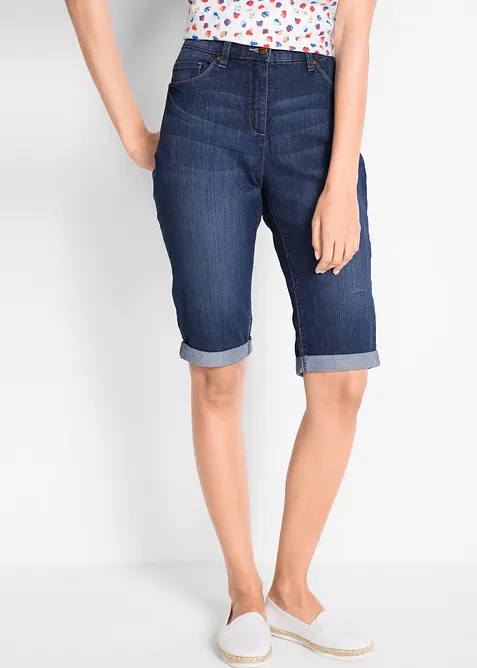 Jeans Bermuda Mid Waist mit gekrempeltem Saum, bonprix
