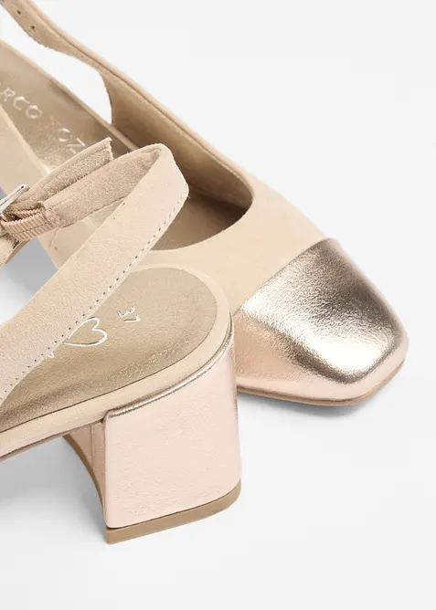 Escarpins slingback Marco Tozzi &agrave; talon carr&eacute;, Marco Tozzi