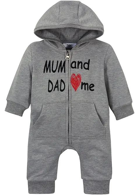 Combinaison sweat enti&egrave;rement zipp&eacute;e &agrave; capuche, bonprix