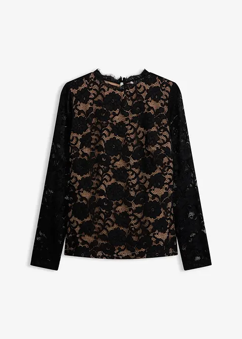 Haut manches longues en dentelle, bonprix