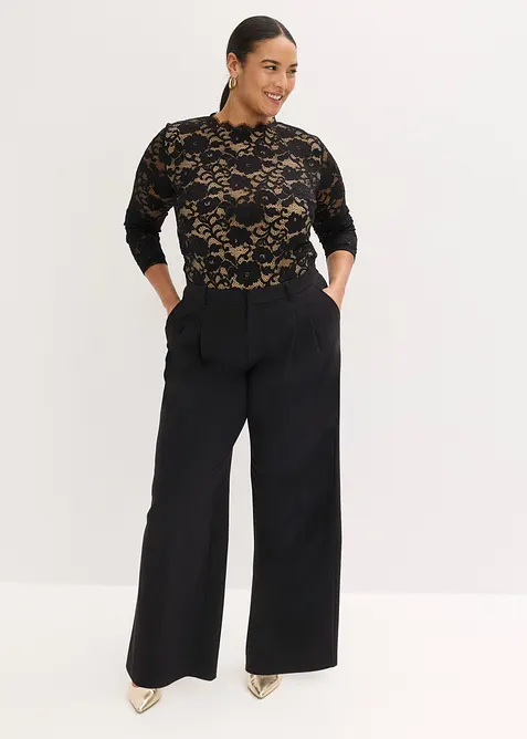 Haut manches longues en dentelle, bonprix