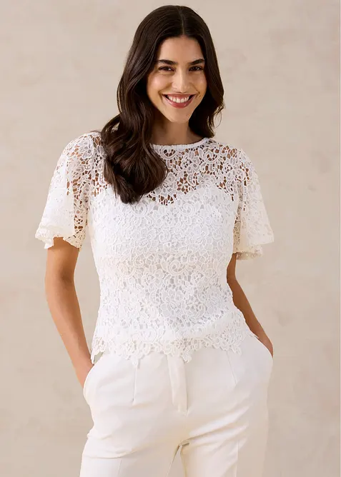 T-shirt &agrave; dentelle, bonprix