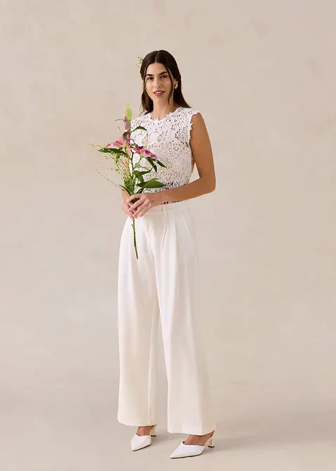 Pantalon large &agrave; pinces, bonprix