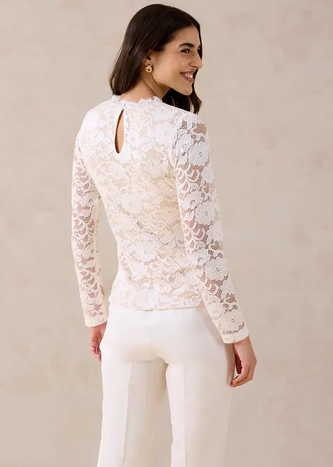 Haut manches longues en dentelle, bonprix