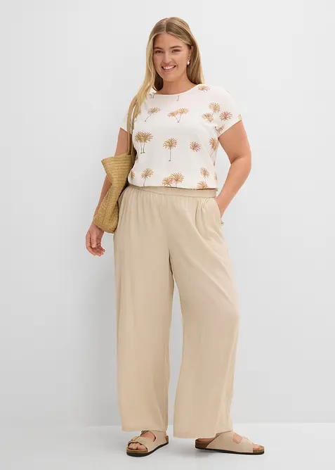 Pantalon palazzo en viscose douce, bonprix