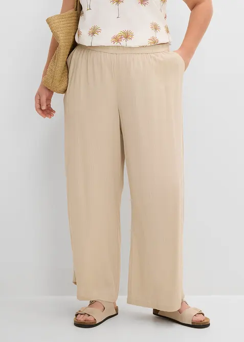 Pantalon palazzo en viscose douce, bonprix