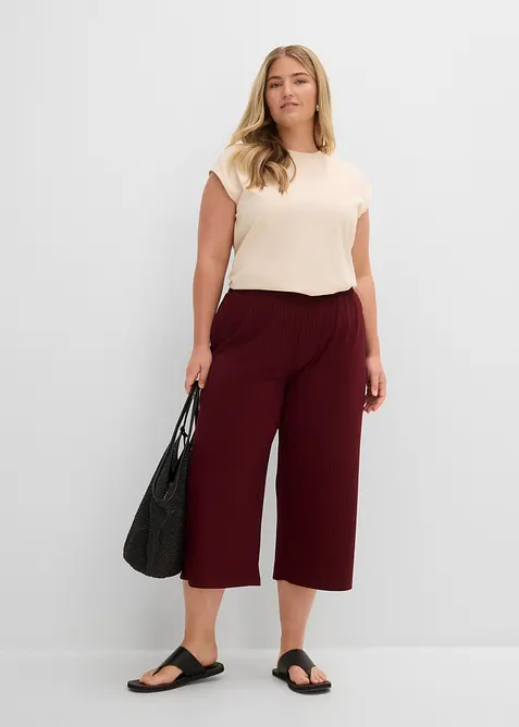 Pantalon en jersey c&ocirc;tel&eacute; &agrave; taille &eacute;lastiqu&eacute;e, bonprix