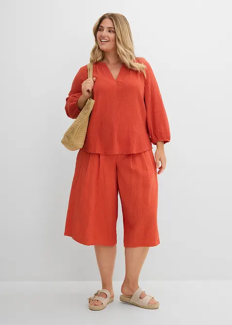 Pantacourt en gaze de coton, bonprix