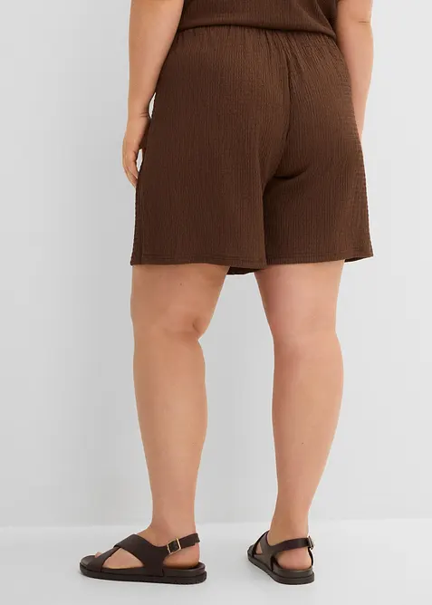 Short taille &eacute;lastiqu&eacute;e en cr&ecirc;pe gaufr&eacute;, bonprix