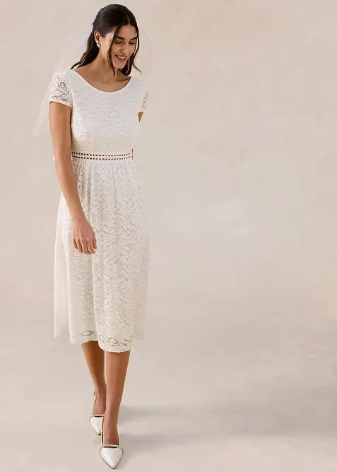 Robe en dentelle avec empi&egrave;cement crochet &agrave; la taille, bonprix