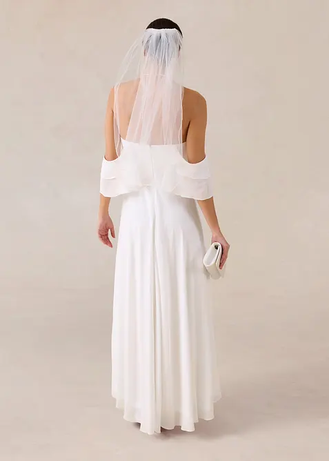 Robe de mari&eacute;e en mousseline avec drap&eacute;, bonprix