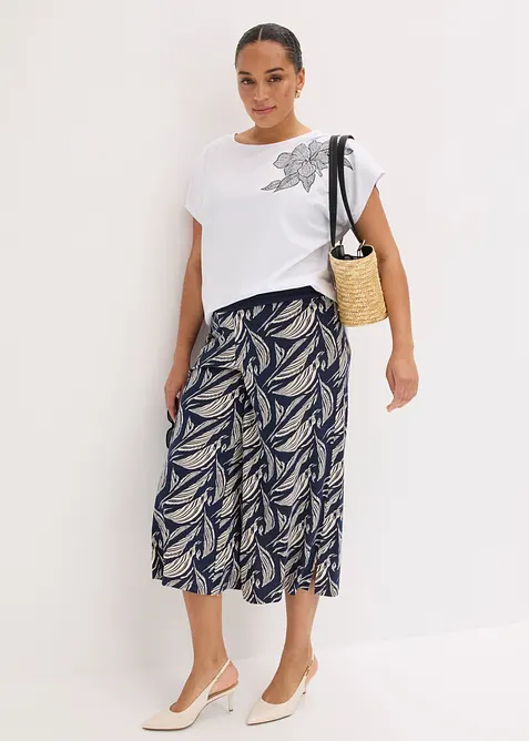 Pantalon large en jersey coton et viscose, bonprix