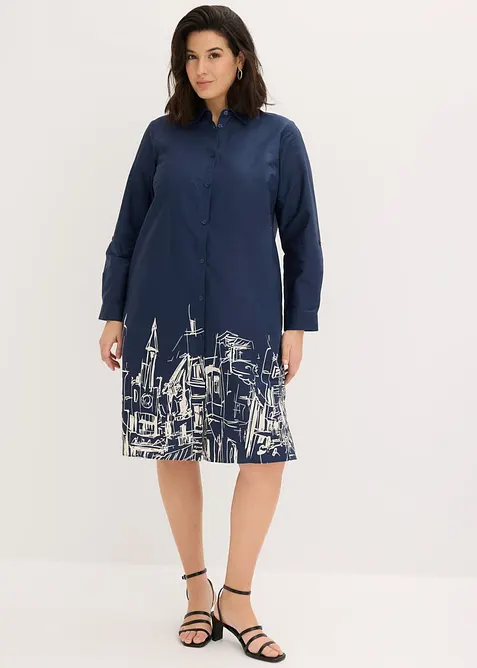 Hemdblusenkleid aus Baumwoll- Popeline, bonprix