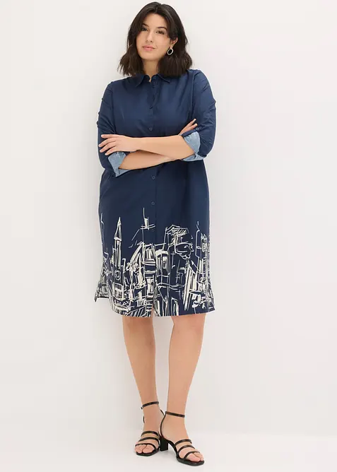 Hemdblusenkleid aus Baumwoll- Popeline, bonprix