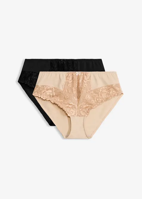 Maxislip mit floraler Spitze (2er Pack), bonprix