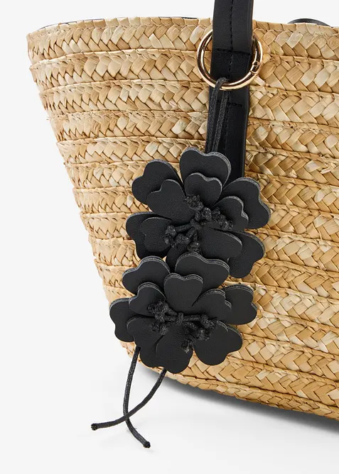 Cabas en paille avec pendentif fleur, bonprix