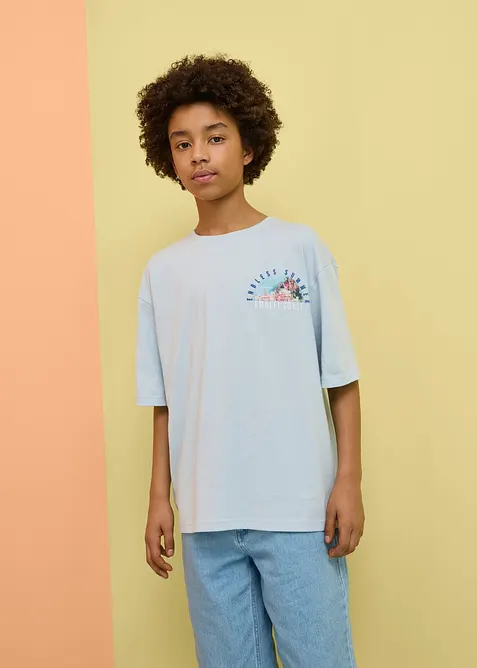 T-shirt loose 100% coton avec grand imprim&eacute; dans le dos, bonprix