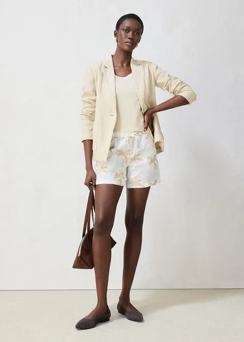 Bestickte Shorts aus reinem Leinen, bonprix