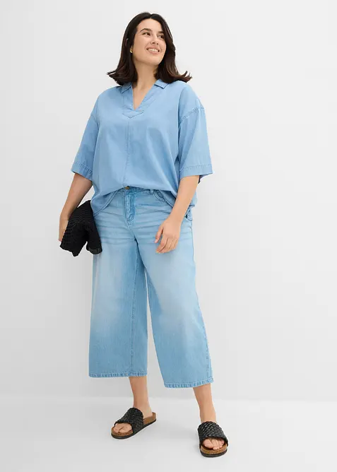 Jeans-Tunikabluse aus Bio-Baumwolle, bonprix