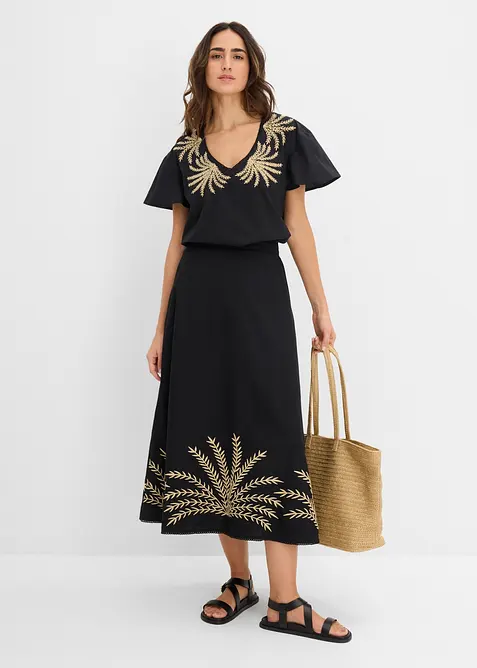 Maxirock  mit Stickerei, bonprix