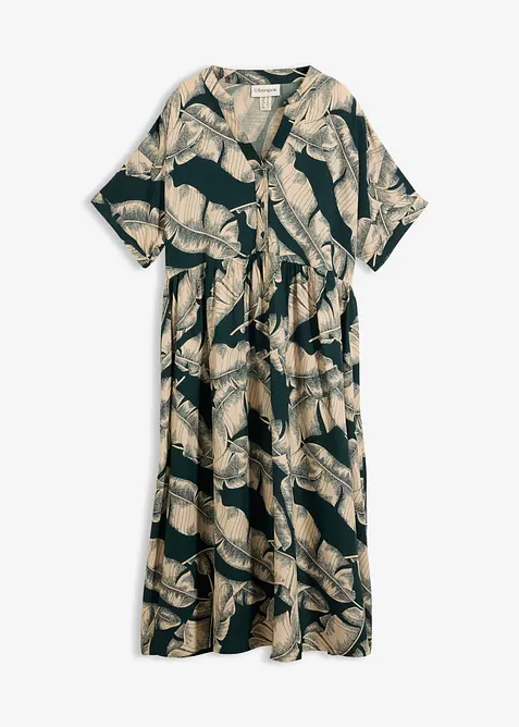 Midi Kaftan-Kleid aus flie&szlig;ender Viskose, bonprix