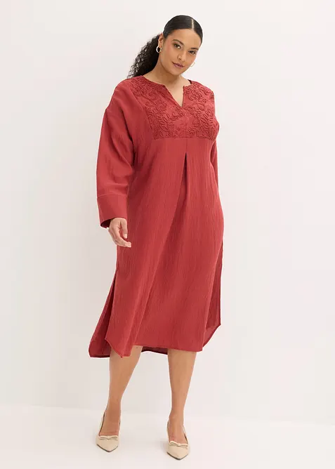 Robe caftan l&eacute;g&egrave;re et brod&eacute;e, bonprix
