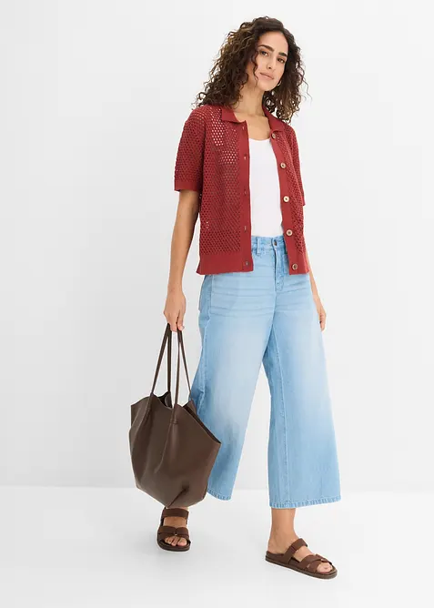 Wide-Leg-Jeans Mid Waist, Bequembund, bonprix