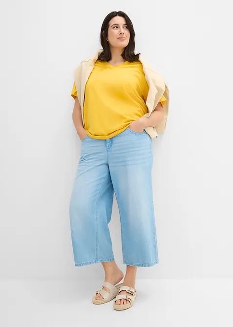 Wide-Leg-Jeans Mid Waist, Bequembund, bonprix