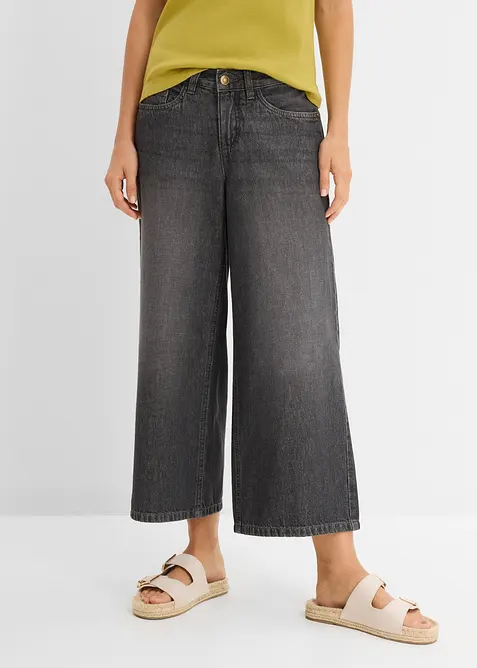Wide-Leg-Jeans Mid Waist, Bequembund, bonprix