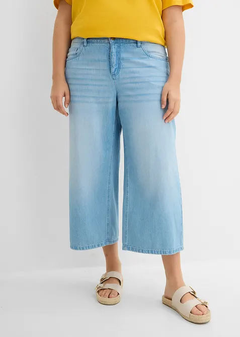Wide-Leg-Jeans Mid Waist, Bequembund, bonprix