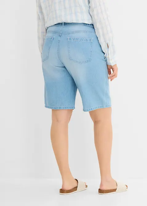 Bermuda en jean, taille mi-haute &eacute;lastiqu&eacute;e, bonprix