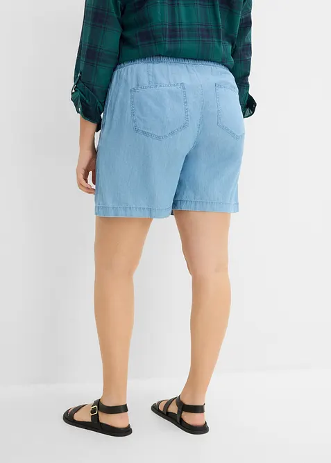 Short en jean, taille mi-haute &eacute;lastiqu&eacute;e, bonprix