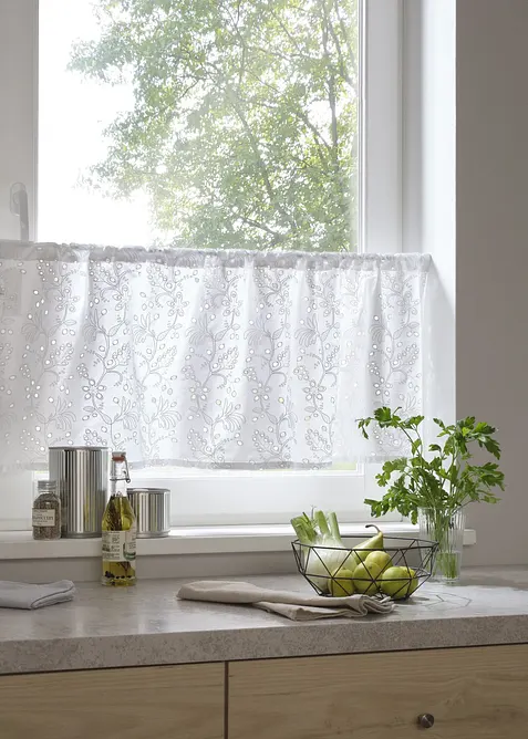 Brise-bise en coton &agrave; broderie anglaise, bonprix