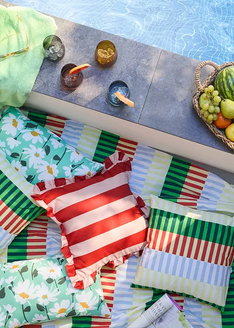 Kissenbezug mit bunten Streifen (2er Pack), bonprix