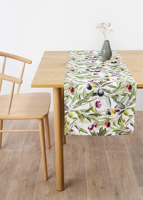 Chemin de table &agrave; imprim&eacute; floral, d&eacute;perlant, bonprix